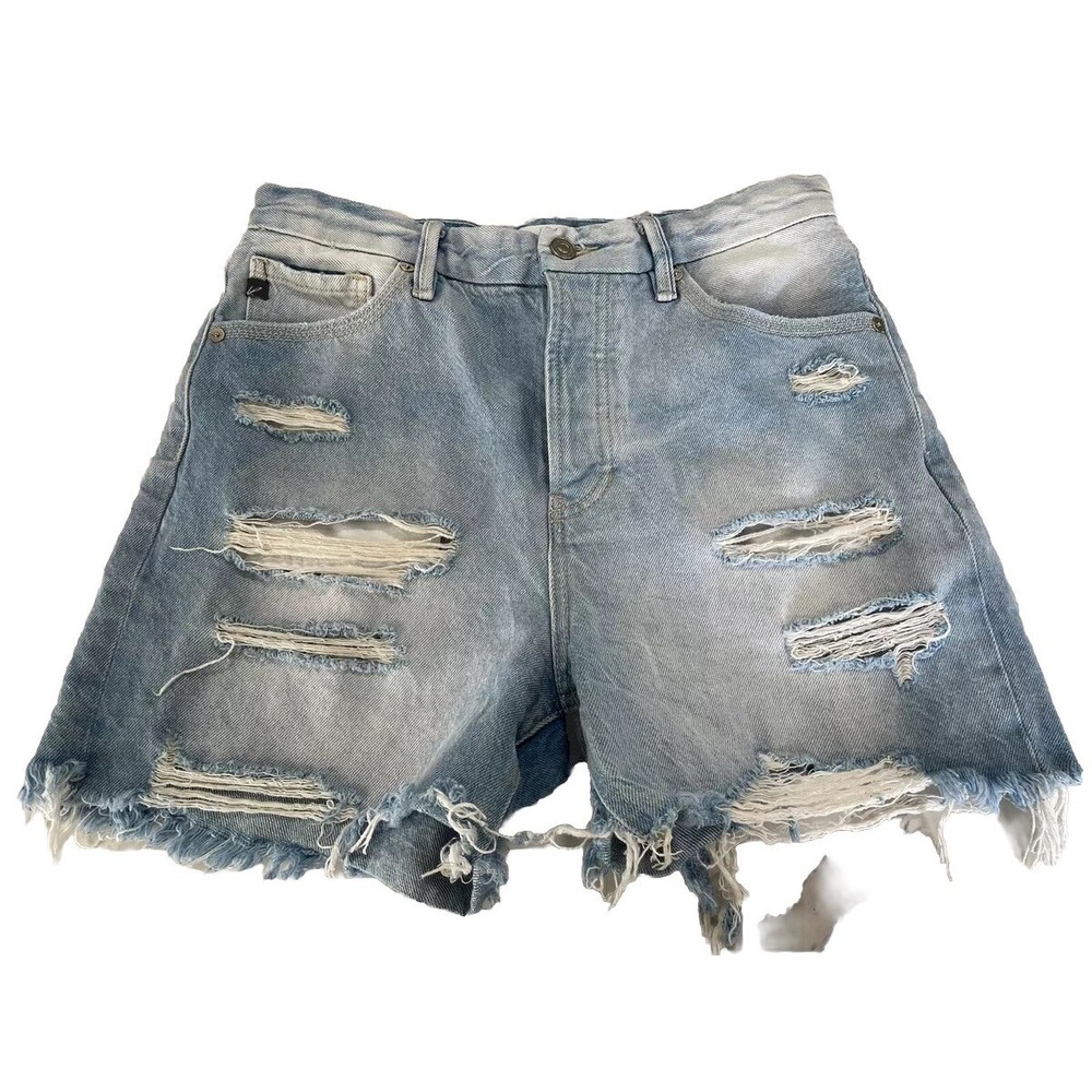 Kancan Destroyed Shorts 7/27 cut off hem Jean Denim AK109